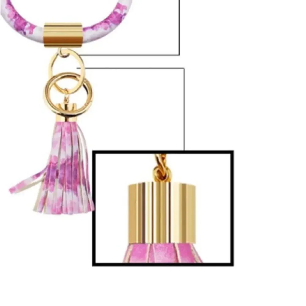 Pink tye dye key ring bracelet